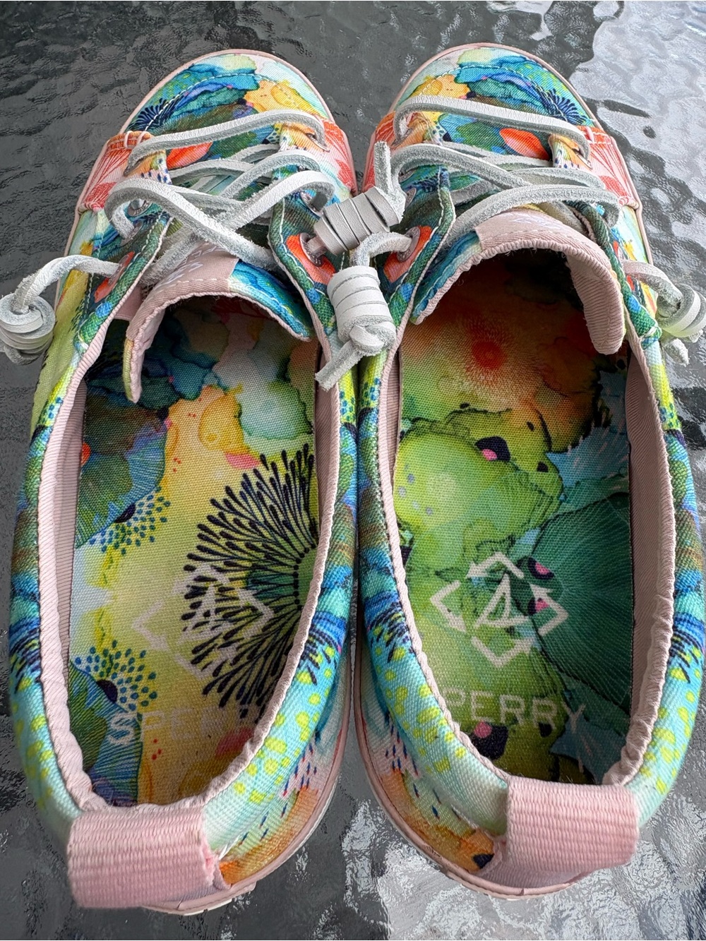 Sperry Watercolor Nature & Aquatic Theme Canvas Boat Shoe in Multi-Color Sz 8.5 - Picture 7 of 9
